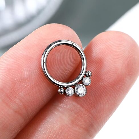 Mooncrush Jewelry 16G الحاجز الدائري G23 زرع الصف التيتانيوم Daith أقراط للنساء 8MM الحاجز الأنف الدائري الجراحية الصلب Daith ثقب المجوهرات in Kuwait