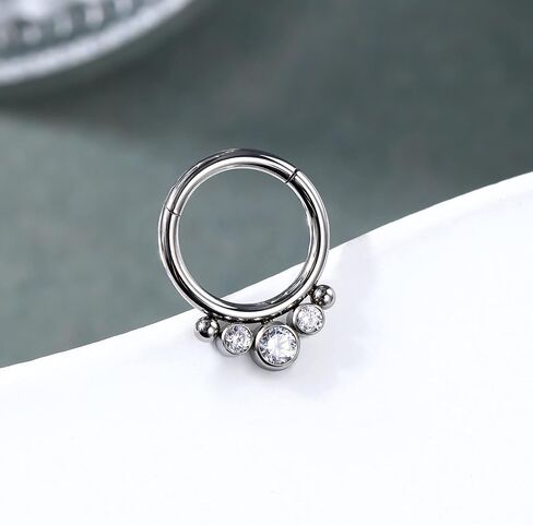 Mooncrush Jewelry 16G الحاجز الدائري G23 زرع الصف التيتانيوم Daith أقراط للنساء 8MM الحاجز الأنف الدائري الجراحية الصلب Daith ثقب المجوهرات in Kuwait