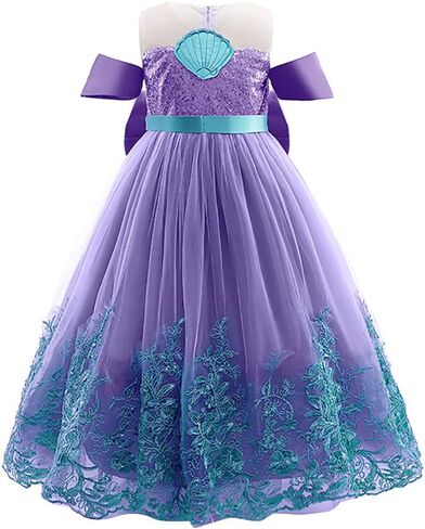 Little Girls Mermaid Princess Costume Ariel Princess Dress Birthday Halloween Party Cosplay Dress Up with Accessories in Saudi Arabia
