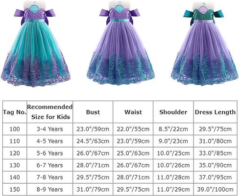 Little Girls Mermaid Princess Costume Ariel Princess Dress Birthday Halloween Party Cosplay Dress Up with Accessories in Saudi Arabia