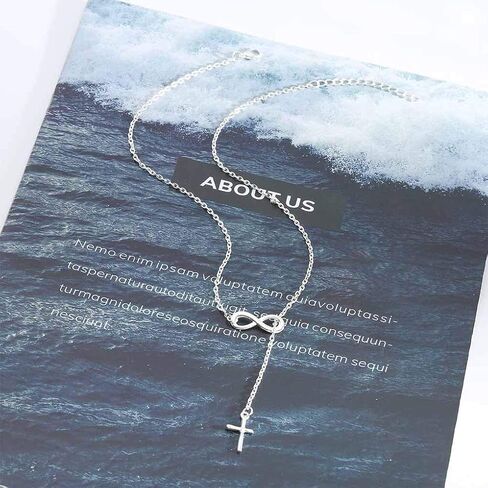 قلادة Olbye Cross Drop قلادة فضية إنفينيتي قلادة مجوهرات يومية للنساء والفتيات in Kuwait