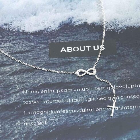 قلادة Olbye Cross Drop قلادة فضية إنفينيتي قلادة مجوهرات يومية للنساء والفتيات in Kuwait