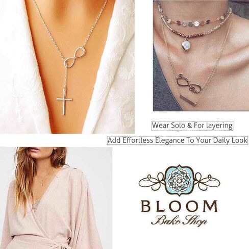 قلادة Olbye Cross Drop قلادة فضية إنفينيتي قلادة مجوهرات يومية للنساء والفتيات in Kuwait