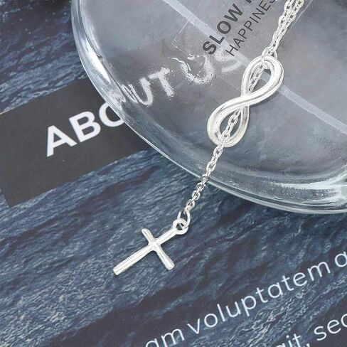 قلادة Olbye Cross Drop قلادة فضية إنفينيتي قلادة مجوهرات يومية للنساء والفتيات in Kuwait