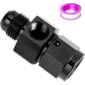 6AN Male Flare to -6 Female Swivel with 1/8 NPT Gauge Port Fuel Pressure Take Off Fitting Adapter Aluminum