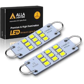 Alla Lighting Festoon 44mm 1.73" 3030 9-SMD Rigid Loop Extremely Super Bright White 561 562 567 564 LED Bulbs for Interior Map Dome Luggage Compartment Light Lamps Replacement