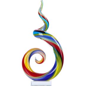 XMGZQ Hand-Blown Glass Sculpture,Murano Glass Sculpture Decor,Murano-Style Glass Statue and Figurine Wonderful Gift,Blue and Green Red Yllow Colors