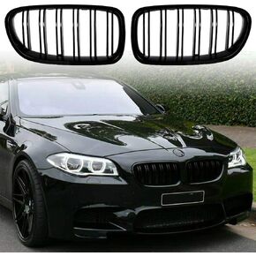 sportuli Front Replacement Kidney Grille Grill Compatible with BMW 5 Series F10 F11 F18 M5 (Gloss Black)
