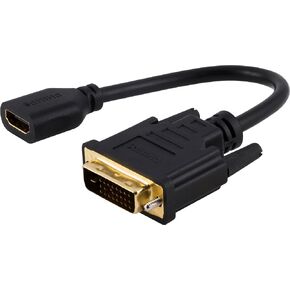 PHILIPS DVI to HDMI Adapter, 4K @ 30 Hz, Works with Smart TVs, Roku, Fire Stick, Blu Ray, Streaming Devices, Monitors, Projectors, SWV9200H/27, Black