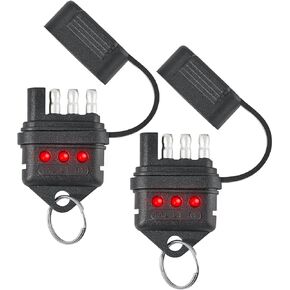 RED WOLF 4 Way Flat Trailer Circuit Tester Towing Brake Running Light Tester 4 Pin Connector with LED Indicator for Towing Hitch RV U-Haul Trucks 2PC