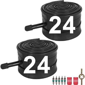 24x2.125/2.40 Inner Tube with 32mm Schrader Valve,Heavy Duty Bicycle Tube for Cruiser Road and Mountain Bike，24x2.125/2.20/2.25/2.30/2.35/2.40 Bike Tube 2 Pcs