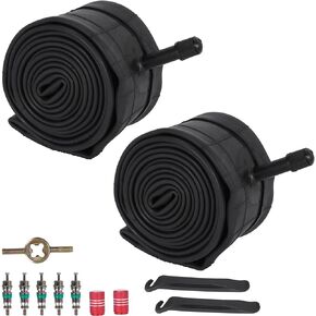 RUTU 24 inch Bike Tube 24x2.125/2.40 Bike Tube AV32mm Schrader Valve Compatible with 24x2.10 24x2.125 24x2.20 24x2.30 24x2.40 Bike Tires 20" Bicycle Tube with Tire Levers 2 Pack