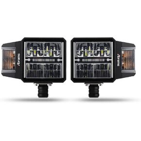 Abrams Snow Plow Lights Anti Freeze/Anti Icing Function LED Combination Pedestal HeadLight Kit - Heated Lens Heavy-Duty ATV Snow Plow Truck Snowplow Road Side Safety Universal Snow Thrower Accessory