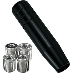 Long Shift Knob, 5.12" Lightweight Car Gear Shifter knobs of Aluminum Alloy Fit Universal Manual Vehicle with 4 Threaded Adapters M8 M10 M12 x 1.25, M10x1.5 (Black)