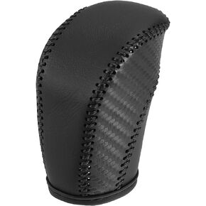 X AUTOHAUX Car Faux Leather Gear Shift Knob Cover for Volkswagen Jetta Tiguan 2011-2019 Passat Beetle 2012-2019 Atlas 2018-2019 CC 2013-2017 Carbon Fiber Grain