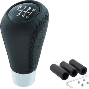 6 Speed Shift Knob Manual Shifter Knobs Handle Leather Gear Stick Driving Transmission Fit Most Car Truck SUV Vehicles (Black)