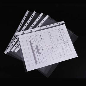 Transparent Page Binder Document Protectors, 11 Holes Clear A4 Size Sheet Paper File Folder Organizer Sleeves for Binders, 12 x 9.25 Inch[Set of 100]
