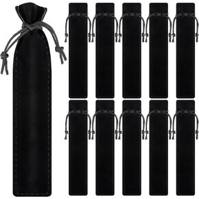 WFPLUS 50 Pieces Velvet Pen Pouch with Drawstring - Velvet Pen Bag Case Pen Holder Pencil Bag for Pen & Pencil (Black)