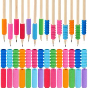 Outus Foam Pencil Cushion Writing Aid for Kids Students, Random Colors and Mixed Shape (150 Pcs)