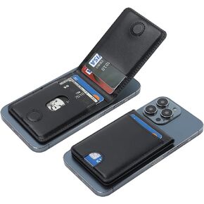 KIHUWEY for MagSafe Wallet Card Holder with Magnetic, Mag Safe Leather Detachable Kickstand RFID Wallet for iPhone 14 Pro Max/14 Pro/14/14 Plus/13 Pro Max/13 Pro/13/12 Pro Max/12 Pro/12 (Black)