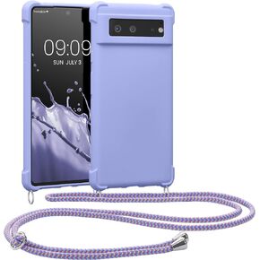 حافظة كروس kwmobile متوافقة مع حافظة Google Pixel 6 - غطاء سيليكون TPU مع حزام - أسود