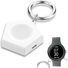 Miimall Portable Charger for Google Pixel Watch, Wireless Pixel Watch Charger Converter, USB-C/Micro USB 2 in 1 Mini Google Pixel Watch Charging Stand Magnetic Charger Adapter (Black)