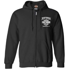 Harley-Davidson Men's Ragged Willie G Skull Cotton-Blend Zip-Up Hoodie, Black