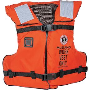 Mustang Survival - Work Vest with Solas Reflective Tape (Orange - One Size) - USCG Approved, Solas reflectivity, Fast tab Attachment, mesh Lining, Side Adjustment