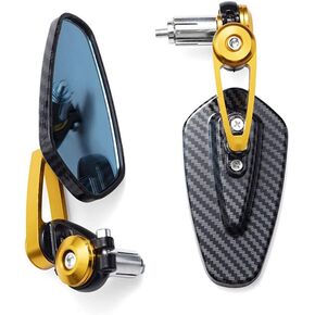Motorcycle Handlebar Rearview Mirror 22mm Oval Handle Rear View Mirror for Cafe Racer Bobber Side Mirror (Round Shape)