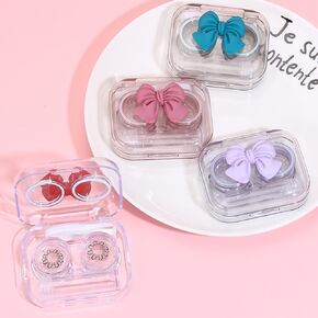 Contact Lens Cases Boxs 4 Pack Portable Contact Lens Holder Flip Top Contacts Container Soak Storage Kit with Tweezers and Applicator Set
