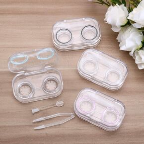 Contact Lens Cases Boxs 4 Pack Portable Contact Lens Holder Flip Top Contacts Container Soak Storage Kit with Tweezers and Applicator Set