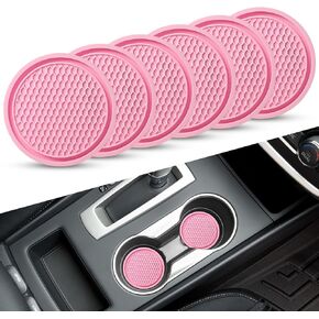 Car Cup Holder Coaster, 4 Pack PVC Car Coaster, Car Cup Holder Insert Coaster, Universal Car Interior Accessories for Women…(Black