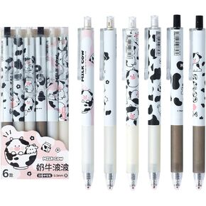 Cute pens Kawaii 6Pcs 0.5mm Black Ink Retractable Gel Pens Kawaii Office School Supplies Kawaii Stationary for Journaling Notetaking