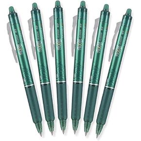 Pilot FriXion Clicker 0.7mm, Erasable Gel Pens, Fine Point, Green Ink, Pack Of 6