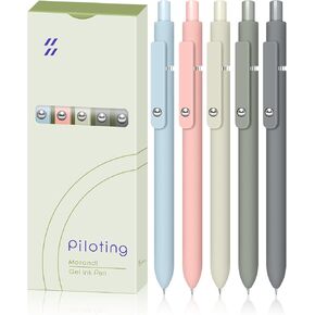 Black Gel Ink Pens Fine Point Smooth Writing Quick Dry Pen Set for Journaling Note Taking, 0.5mm Retractable Japanese Pen Office School Supplies Gifts (Morandi-5Pack)