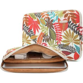 KAYOND Canvas Water-Resistant for 15-15.6 Inch Laptop Sleeve Case Bag (15-15.6 Inches, Forest Series White)