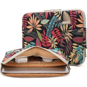 KAYOND Canvas Water-Resistant for 15-15.6 Inch Laptop Sleeve Case Bag (15-15.6 Inches, Forest Series White)