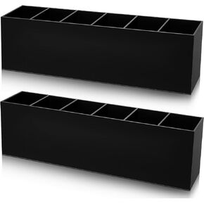 2 Pack Acrylic Makeup Brush Holder 6 Compartments Pencil Organizer Cup Pencil Holder for Desk Pen Organizer Storage Pen Holder for Accessories Cosmetic Brushes Office Bathroom Kitchen Supplies (Clear)