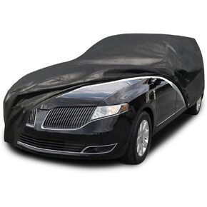 CarsCover Waterproof Hearse Car Cover for Cadillac, Chrysler, Lincoln fit up to 260 inch Funeral Coach Wagon Ultrashield Black