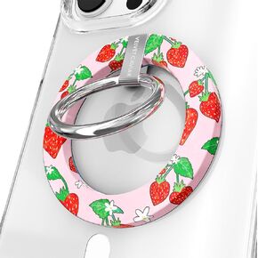 Velvet Caviar Compatible with MagSafe Phone Grip Ring Holder with Adjustable Stand - Removable Magnetic Accessories for iPhone 12, 13, 14, 15 (Strawberry)