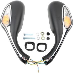 MMokuo Scooter LED Rearview Mirrors Convex HD Glass with Mounting Screws Fit for Jonway Silver 8mm for 50cc 125cc 150cc 250cc Moped Motorcycle