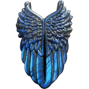 Natural Labradorite Crystal Angel's Wings, Hand Carved Quartz Crystal Stone for Reiki Tool, Healing, Energy Generator, Wand Spirituality Growth and Home Décor, Great Gift