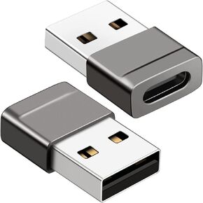 حزمة محول USB C إلى USB مكونة من قطعتين - محول كابل محول USB C أنثى إلى USB ذكر من الألومنيوم - نقل بيانات عالي السرعة 2.0 أمبير - متوافق مع iPhone وiPad وGoogle Pixel وSamsung والمزيد in Kuwait