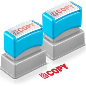 Crtiin 2 Pcs Copy Self Inking Stamps Pre Inked Office Stamp Copied Self Inking Stamp Duplicate Stamps Office Convenience Stamp, Blue Ink, 1.38 x 0.51 Inch