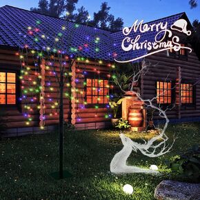 LED Solar Willow Tree Lights Outdoor,4.6Ft Lighted Weeping Willow Tree,Adjustable Branches Fairy Light Tree,Artificial Halloween Tree for Garden Decoration(Flat Bottom Stand & Spike)-Purple