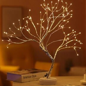 Yiliaw 2 Pack Birch Tree with LED Lights DIY Valentines Tree Fairy Light Spirit Tree Lamp with 24 Warm White Lights for Home Festivals Room Decor, USB or Battery Powered Lights, 6H/18H Timer