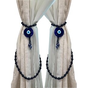 Evil Eye Curtain Tiebacks 2pcs Boho Decor Witchy Home Decor Curtain Tie Backs Evil Eye Turkish Decor Eclectic Home Decor Evil Eye Charms Spiritual Decor Living Room Decor Beaded Curtain Tiebacks