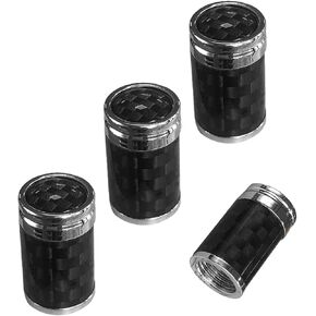 4 PCS Tire Valve Stem Cap Covers, Carbon Fibre Auto Rim Wheel Stem Air Cap Cover Screws, Universal Car Exterior Accessories for Vehicles, Motorcycles, Bikes (Carbon Fibre, Black) in Saudi Arabia