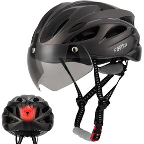 Favoto Bike Helmet Adult - Bicycle Helmet for Men Women Lightweight Cycling Helmets with Led Light Detachable Magnetic Goggles, Breathable Road Bike Mountain Ebike Helmets Adjustable Dial Fit in Saudi Arabia