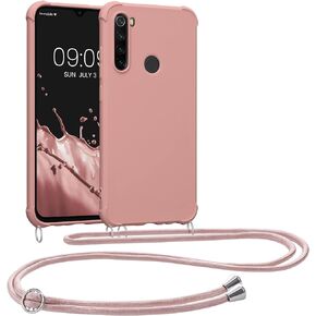 حافظة kwmobile Crossbody متوافقة مع حافظة Xiaomi Redmi Note 8 (2019/2021) - غطاء سيليكون TPU مع حزام - أم اللؤلؤ